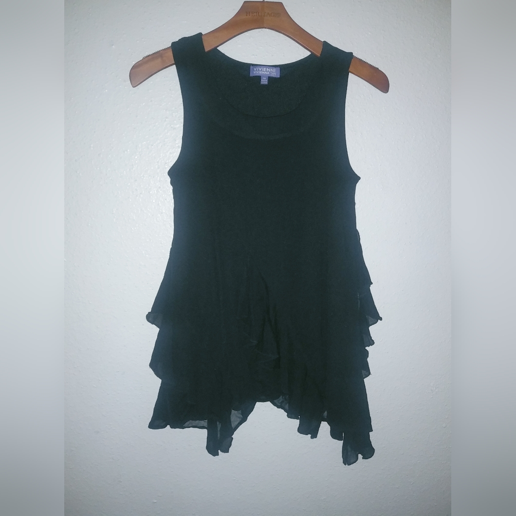 Vivienne Tam M Sleeveless Layered Handkerchief Hem Top Petite
